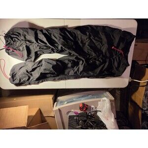 Black Parachute Pants Ruched Drawstring Cargo Joggers Pink Toggles Y2K